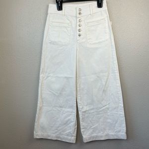 We The Free White High-Rise Wide Leg Button-Fly Pants